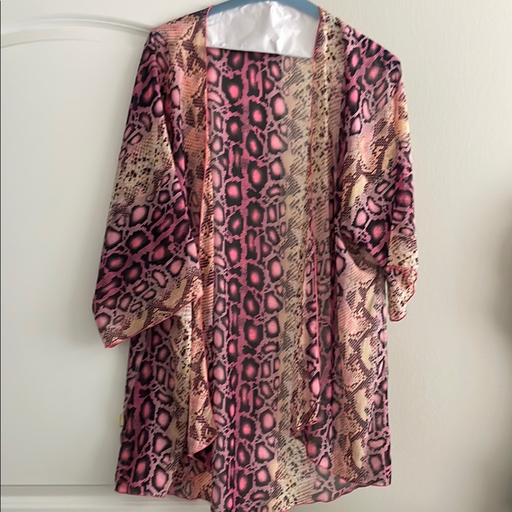 Pink and Brown Animal Print Kimono